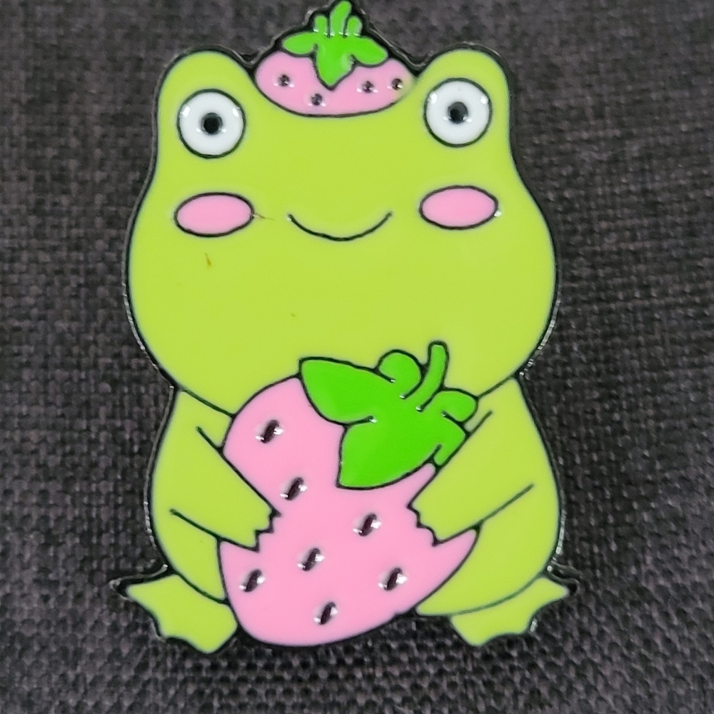Strawberry Frog Enamel Pin